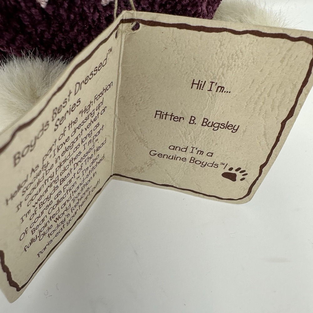 Boyds Bears Head Bean Collection Flitter B Bugsley Plush Bear #918702 NWT - Picture 4 of 5